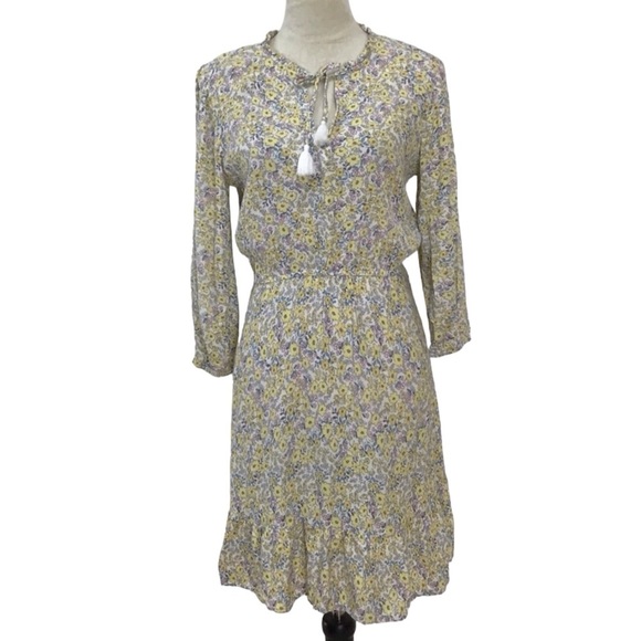 Loft Beach Dresses & Skirts - Loft Beach Peasant Boho Floral Tassel Tie Dress Cover Up Size Small